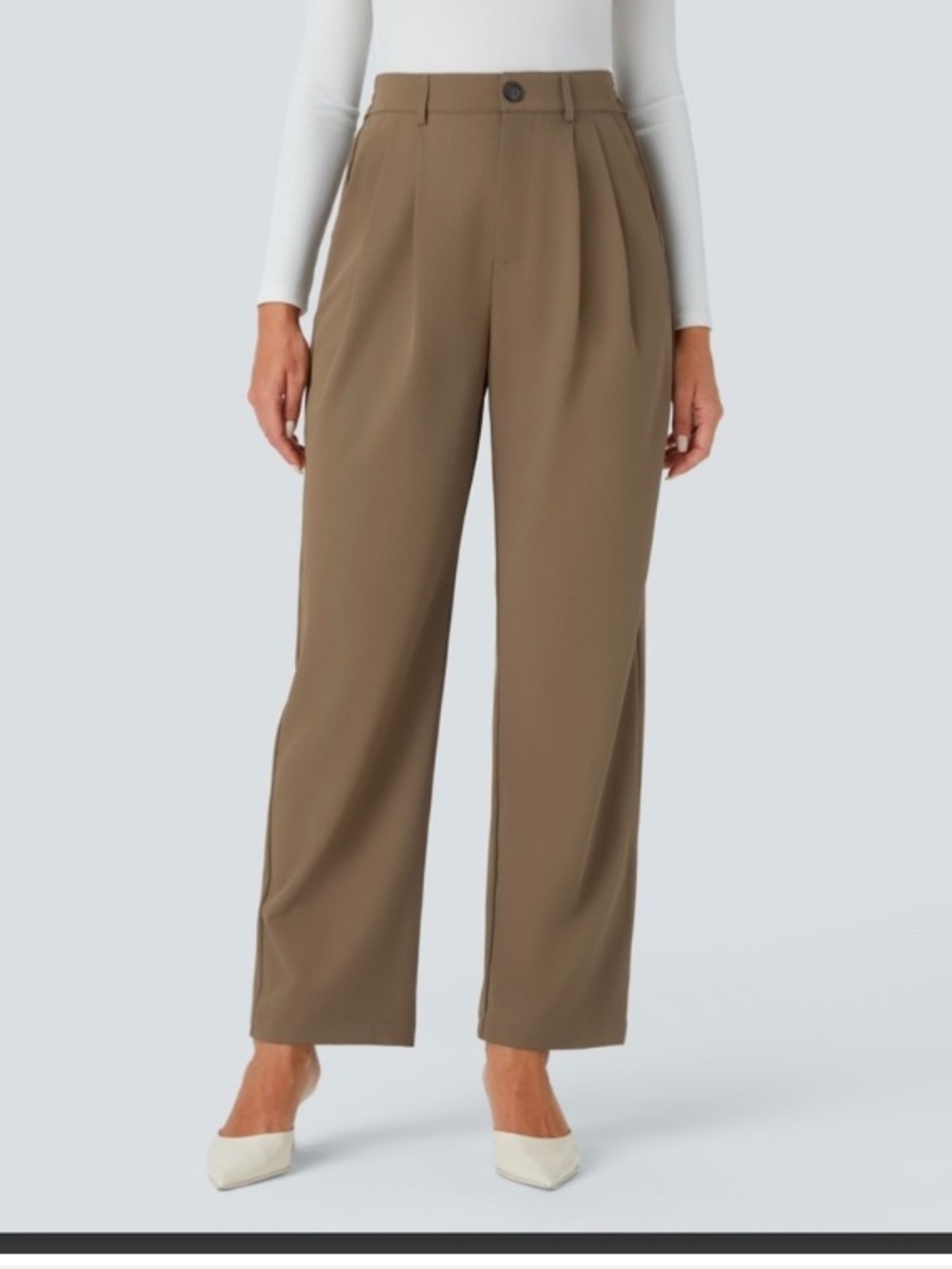 High Waisted Button Zipper Side Pocket Work
Pants​